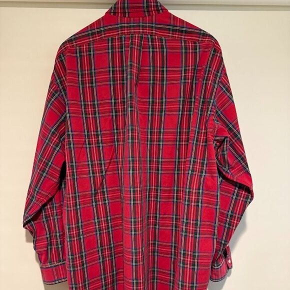 Ralph Lauren Red and Green Plaid Button Up Long Sleeve Plaid Shirt, Size L - Picture 4 of 4